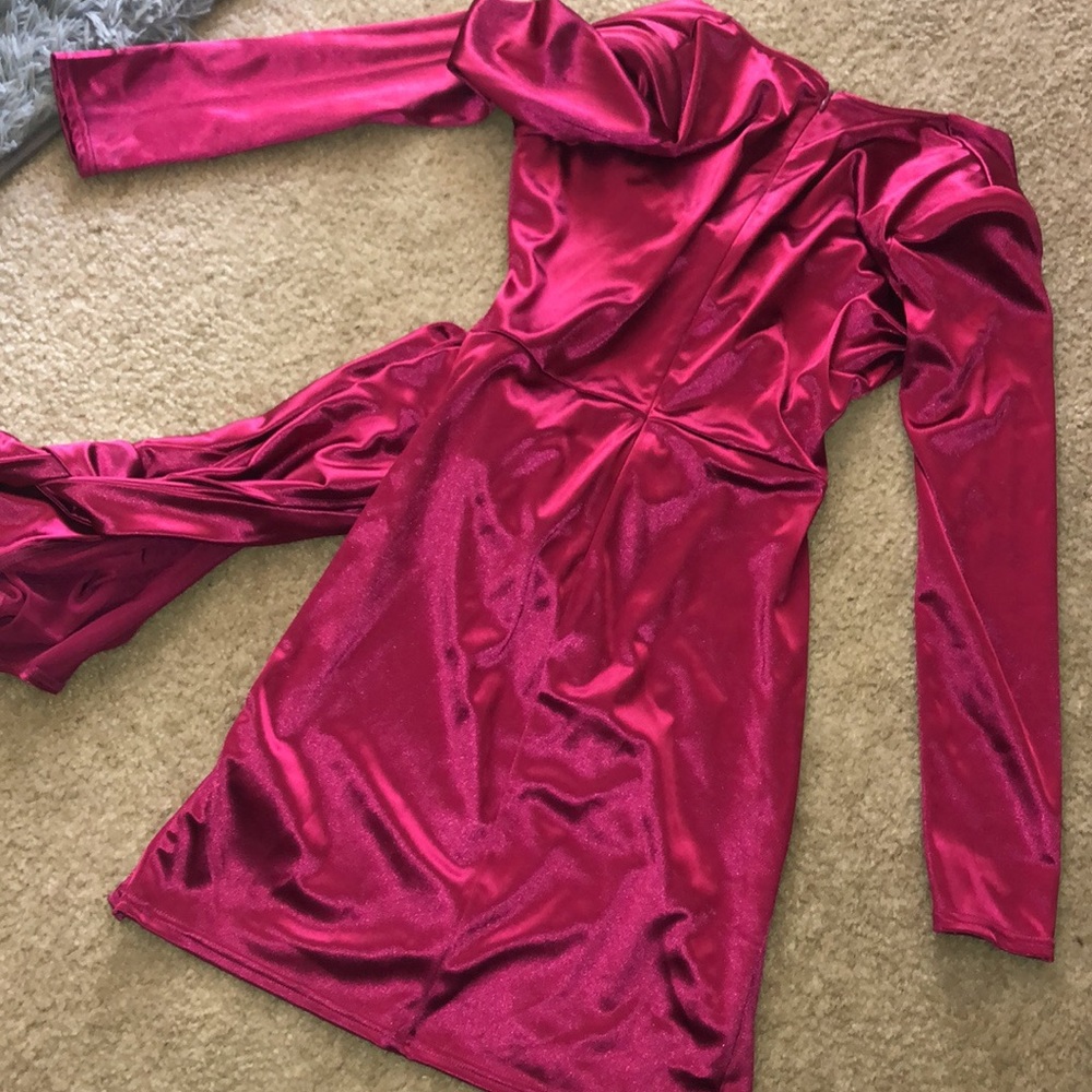 Satin Fuschia Party Dress - Picture 7 of 7